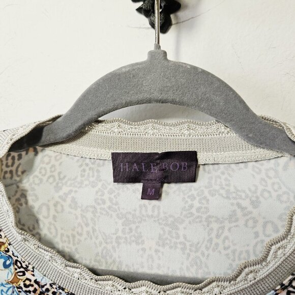 Hale Bob Short Sleeve Floral Dress Size M Leopard Print Brocade Lace Trip EUC - Picture 3 of 5